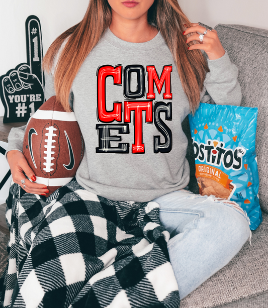 Comets (RED/BLK) - DTF Print