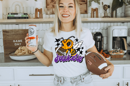 Jackets with mascot- purple letters
