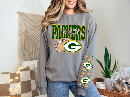 Faux Embroidery Packers Football - SLEEVE
