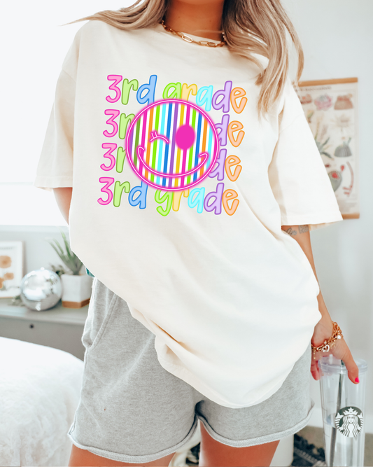 3rd Grade (neon smiley face)