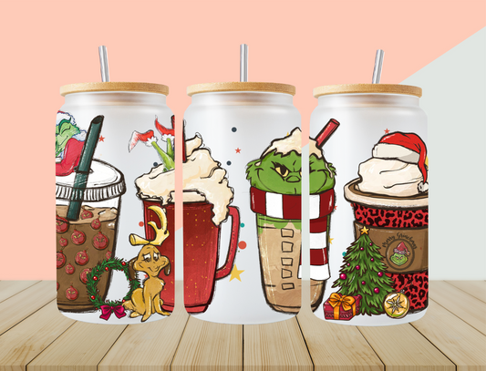 Grinch Coffee Drinks (RED LEOPARD CUP) - UV Libby Wrap