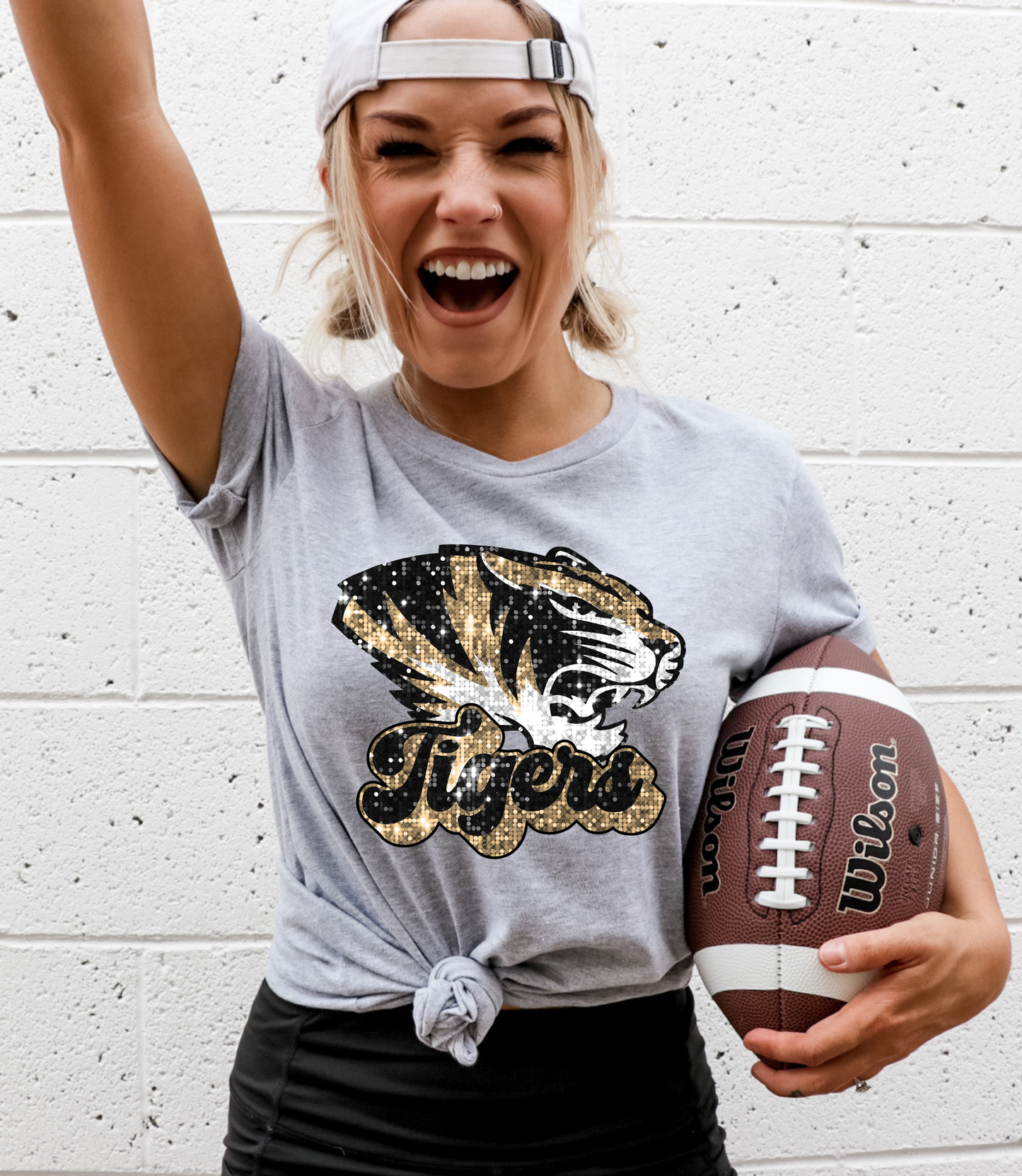 Tigers, sequin - mascot black and gold