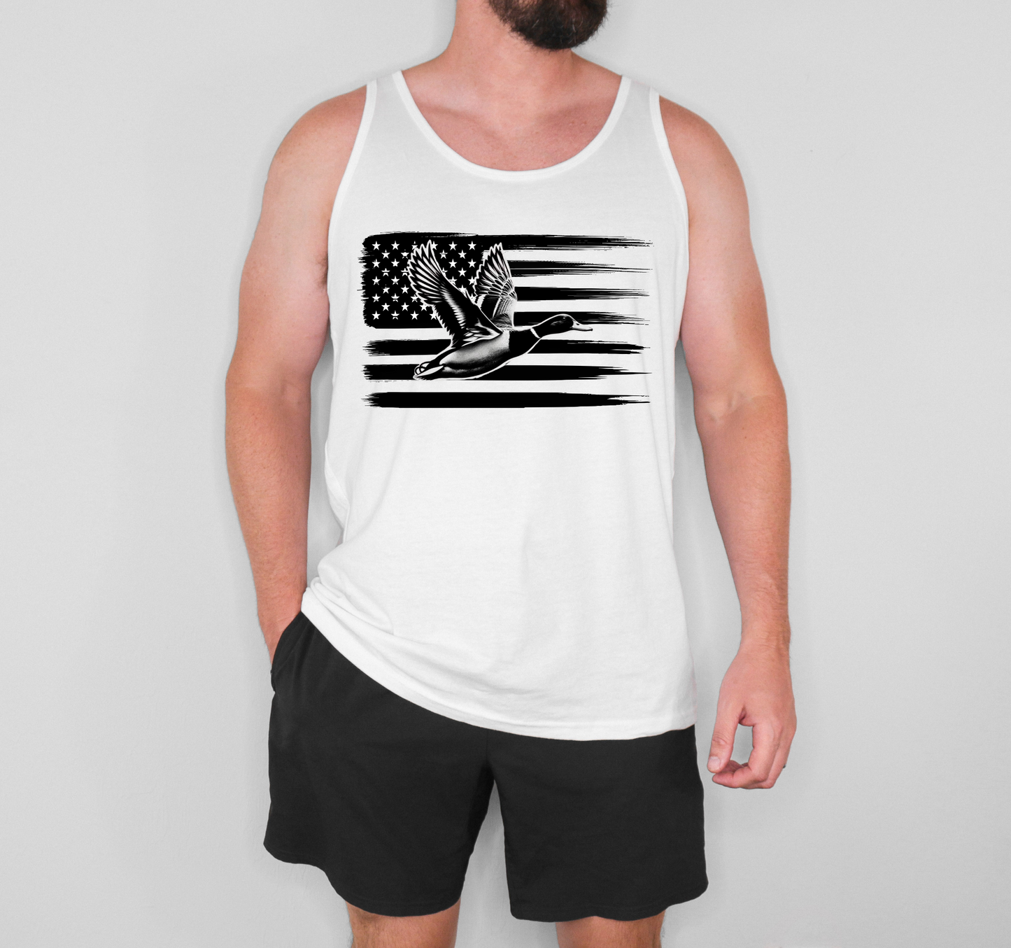 American Flag with Mallard