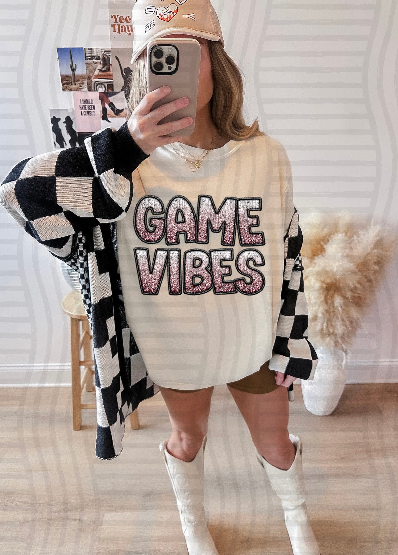 GAME VIBES MAROON FAUX GLITTER