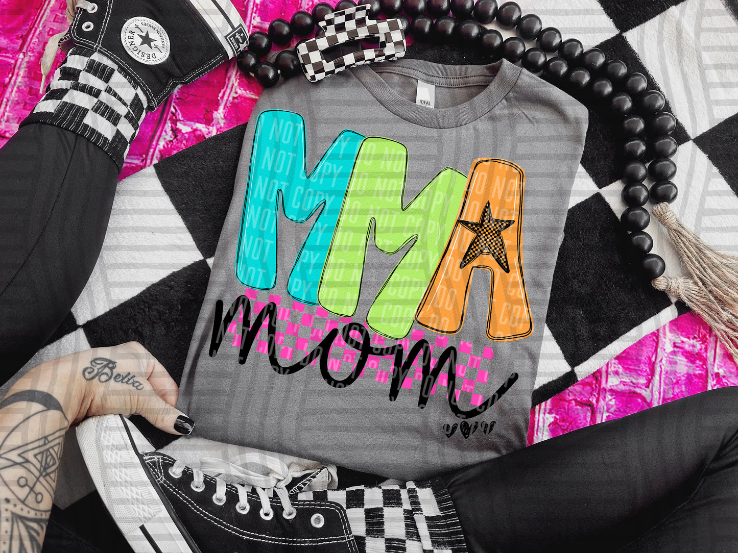 MMA MOM COLORFUL STARS CHECKERS