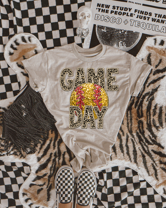 Game Day Softball (leopard glitter)