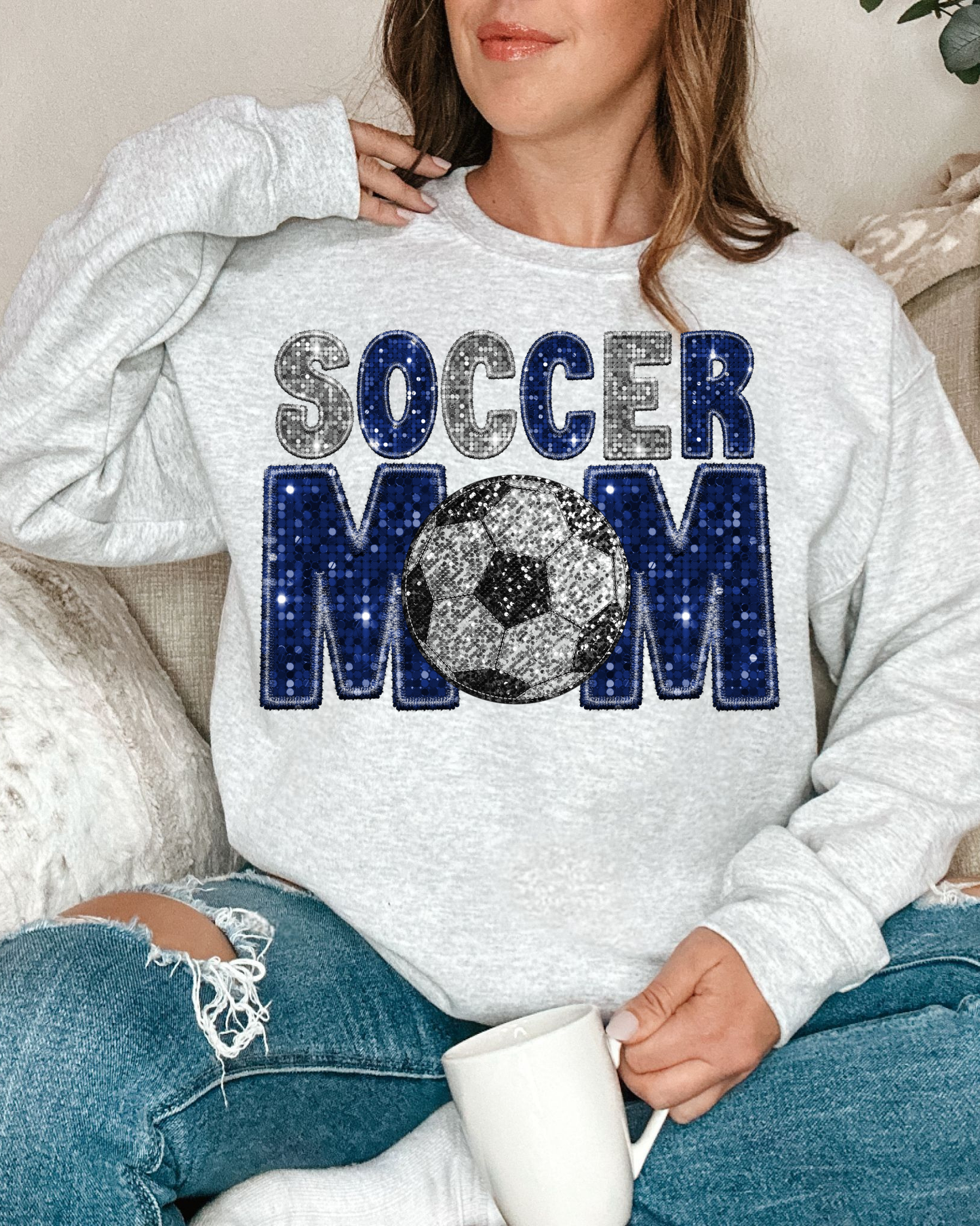 Soccer Mom Silver And Blue Glitter