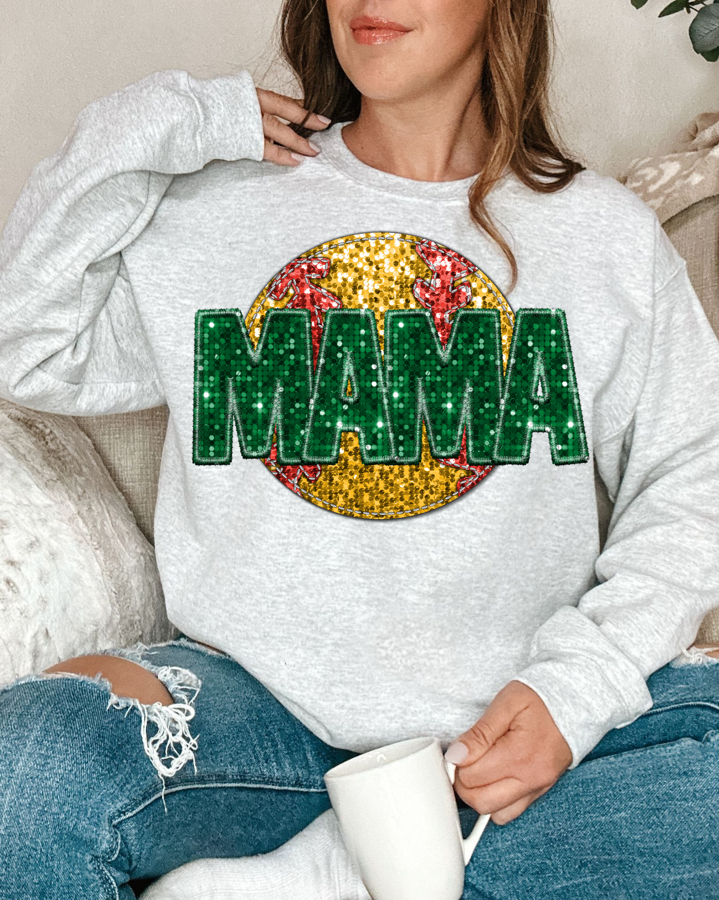 Mama Green Softball (Sequin)