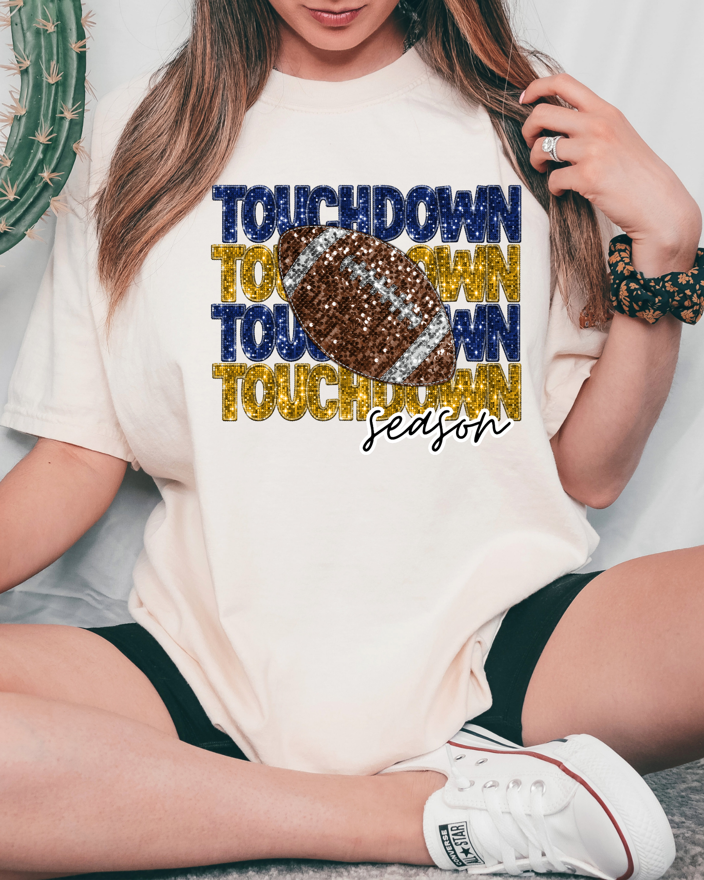 Touchdown Season Blue And Gold Glitter
