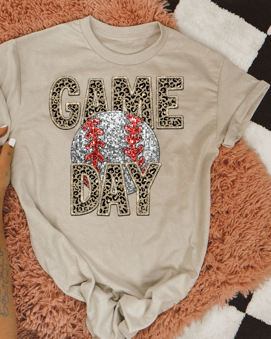 Game Day Baseball (leopard glitter)