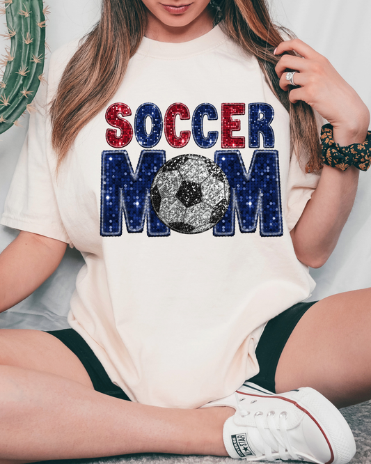 Soccer Mom Red And Blue Glitter