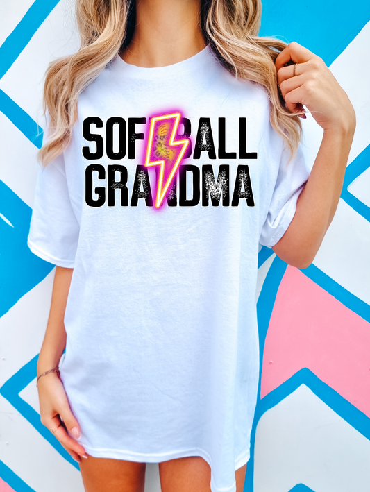 Softball Grandma Neon Lighting Bolt