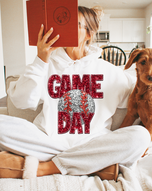 Game Day Baseball Red Glitter