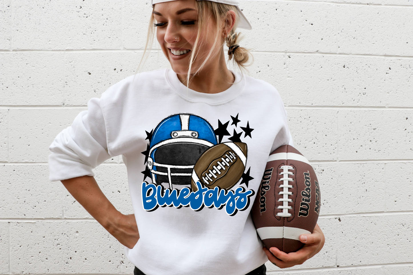 Bluejays with helmet- blue letters & helmet