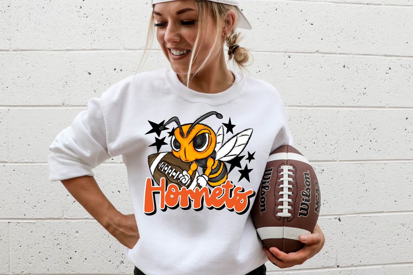 Hornets with mascot- orange letters