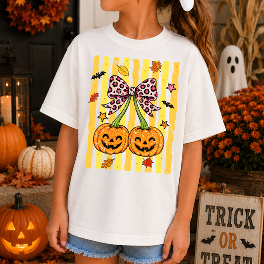 Stripes Glitter Pumpkin Leopard Bow