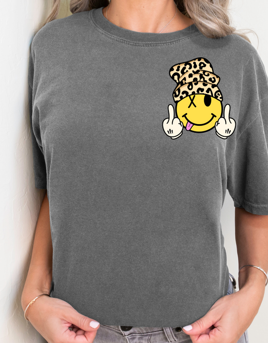 smiley middle finger -pocket
