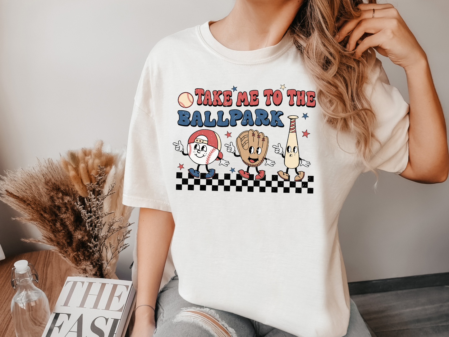 Take me to the ballpark-black checkered