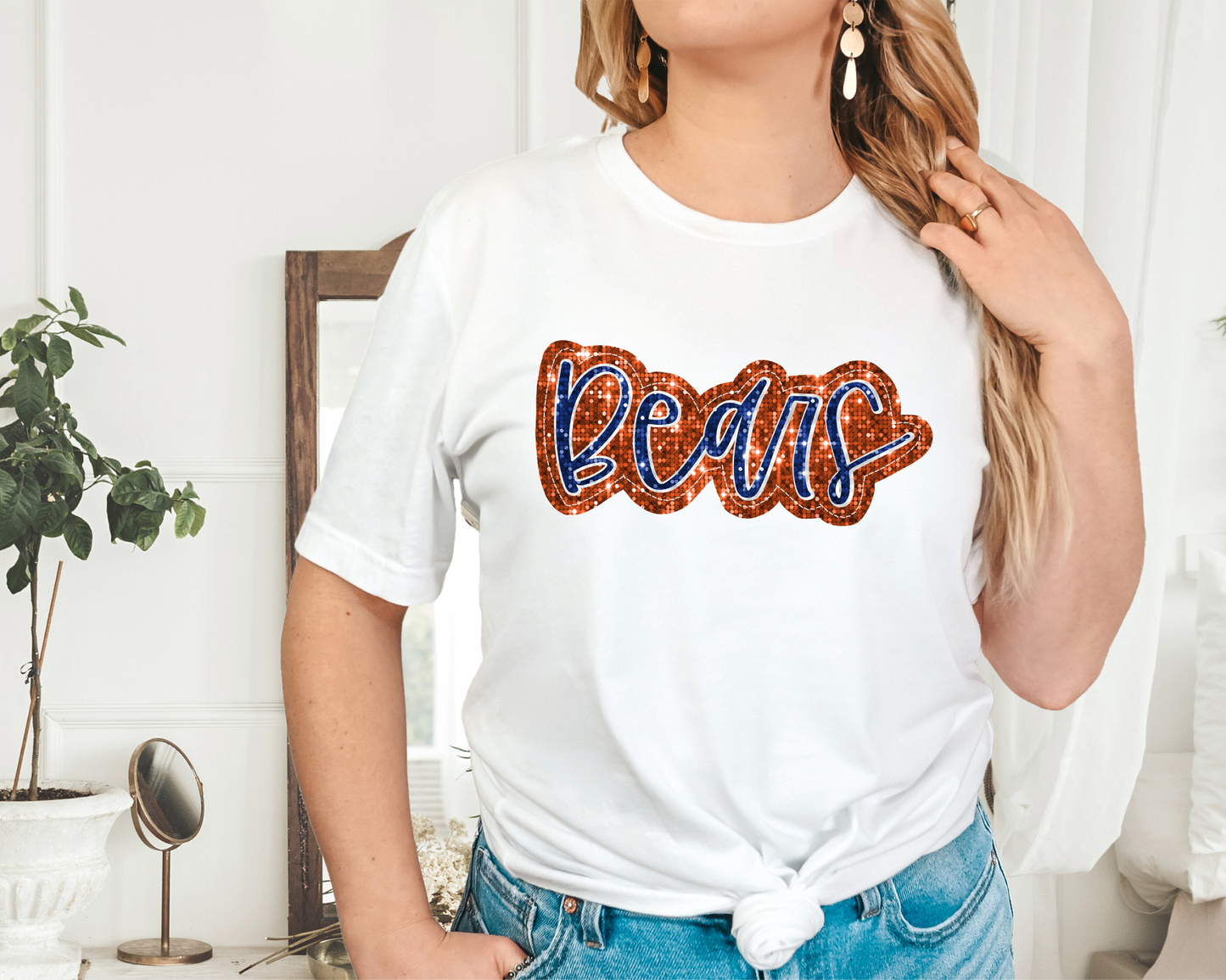 Bears, sequin - blue and orange