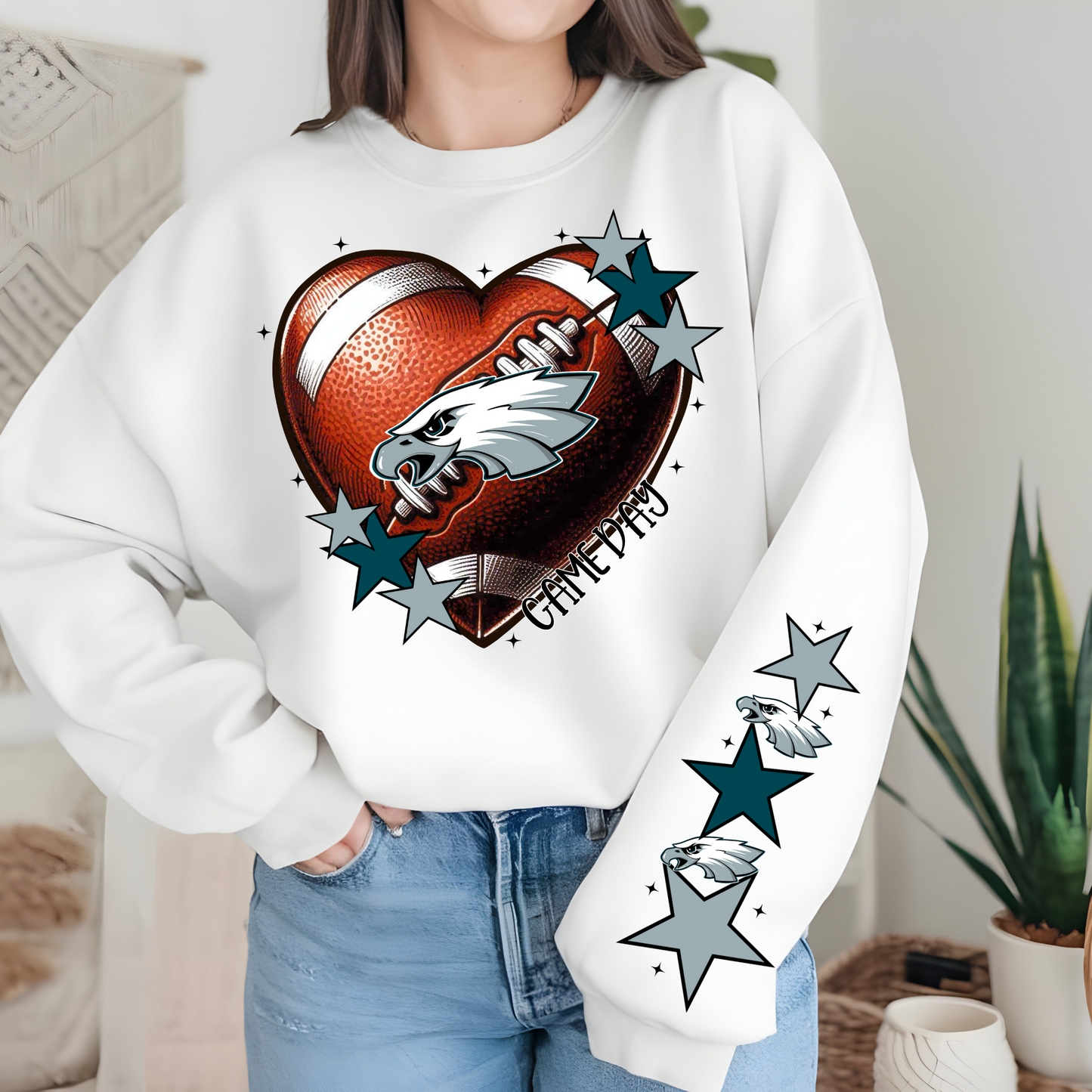 Philadelphia Eagles Heart Shaped Football-Chest