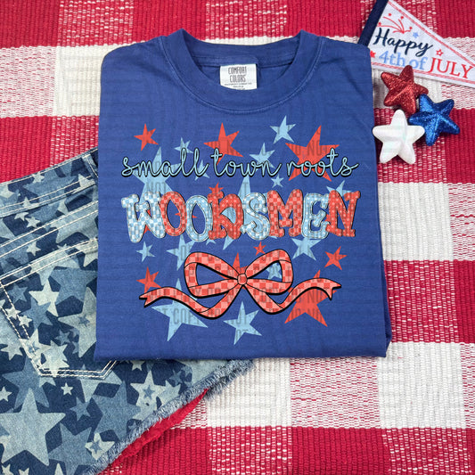 SMALL TOWN ROOTS WOODSMEN RED WHITE & BLUE