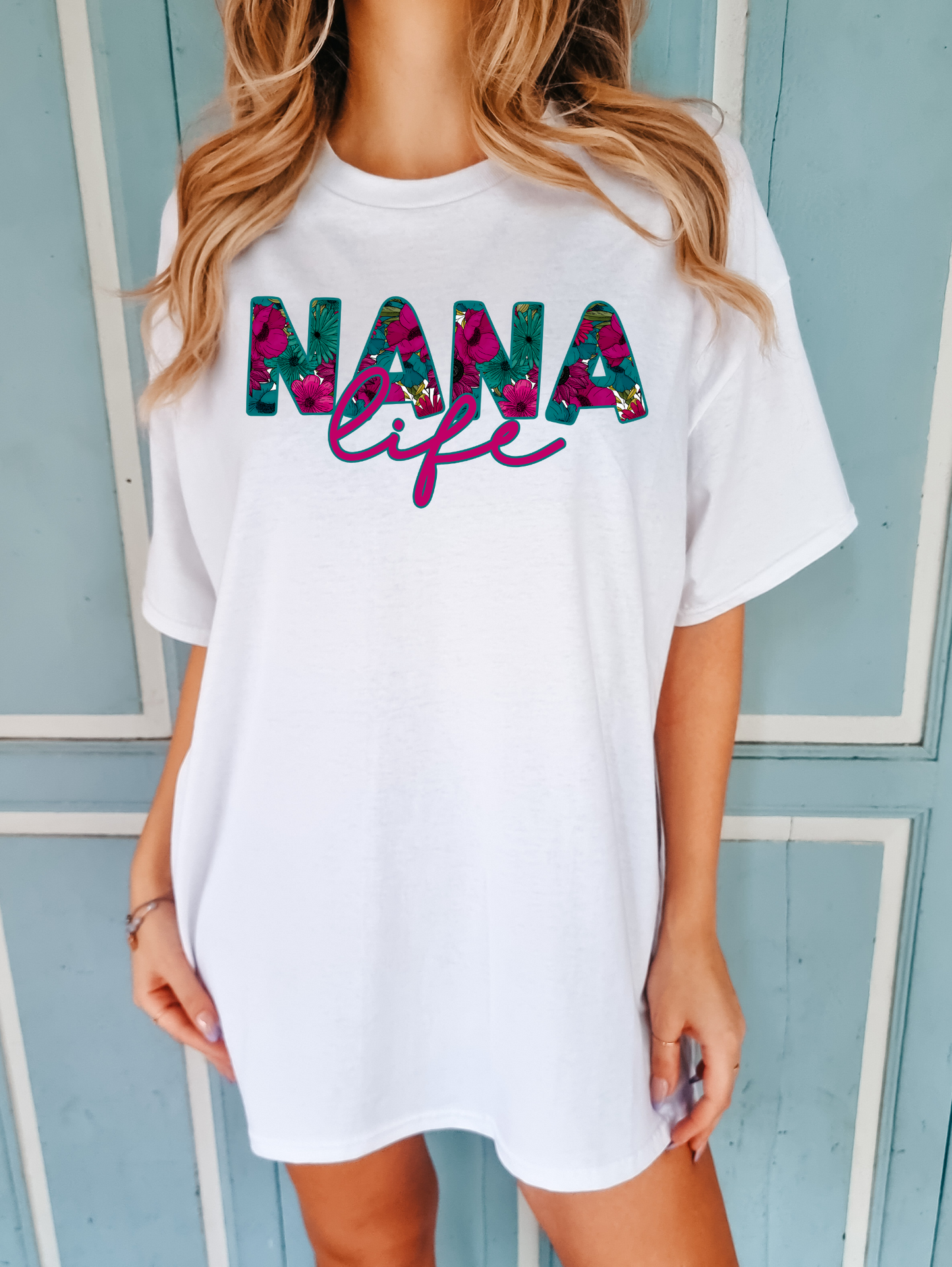 Nana life- magenta and green flowers