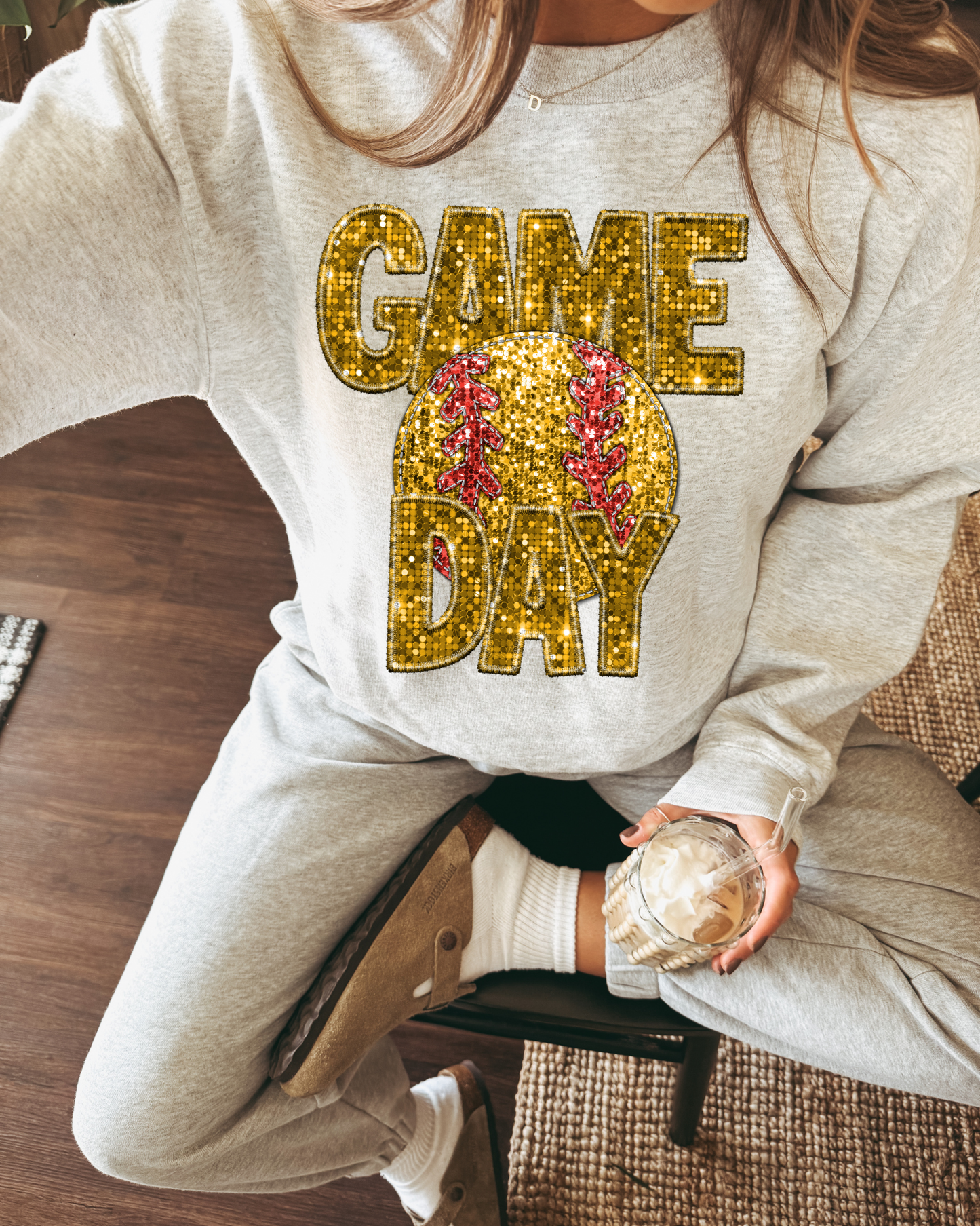 Game Day Softball Gold Glitter