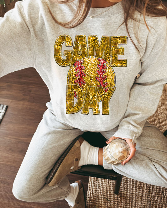 Game Day Softball Gold Glitter