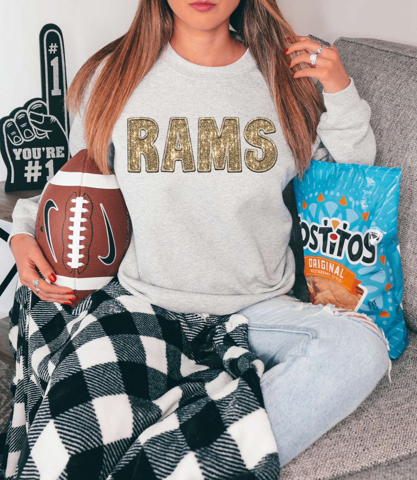Rams, gold - faux sequin