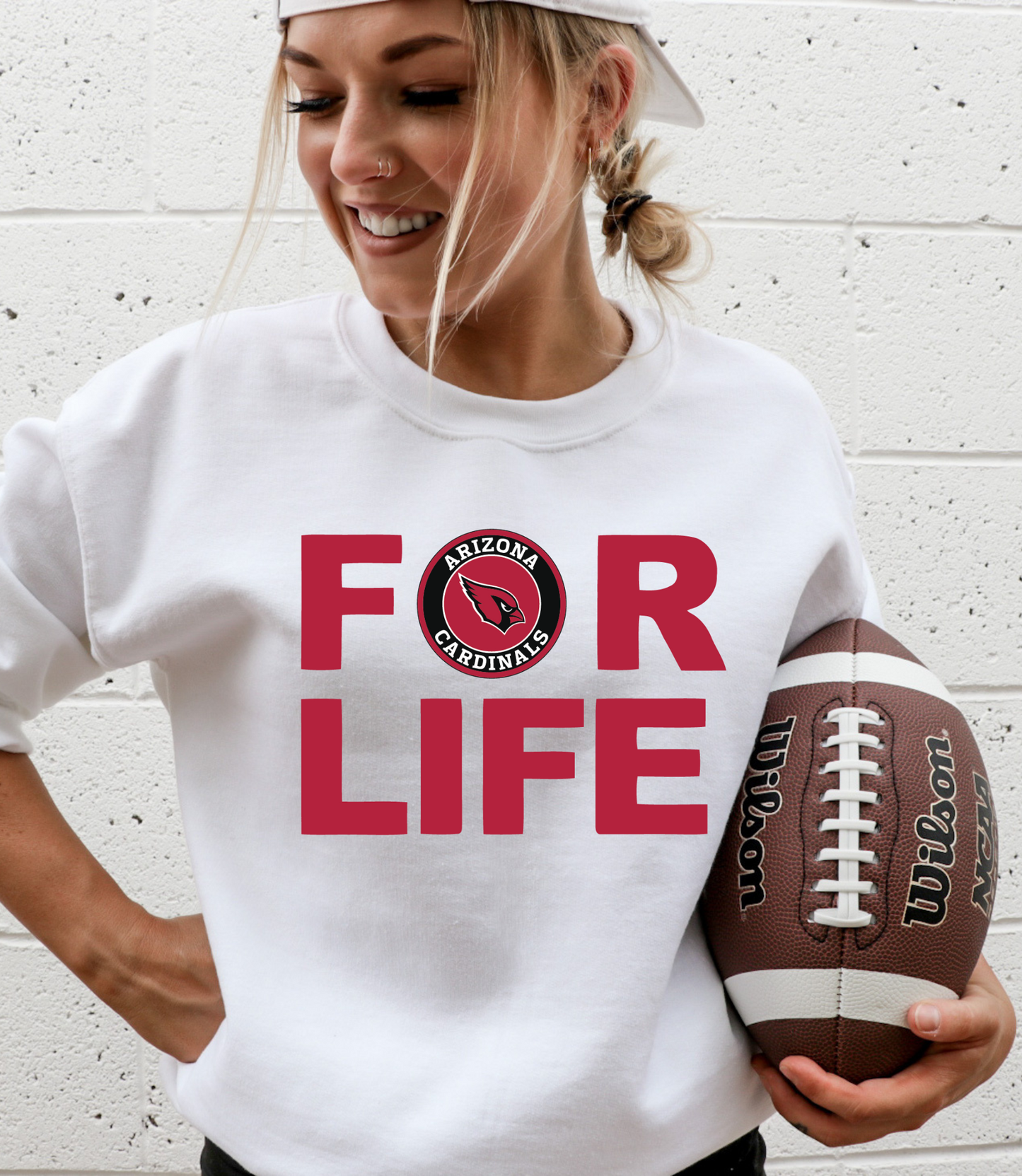 For life with Arizona cardinals as O - red letters