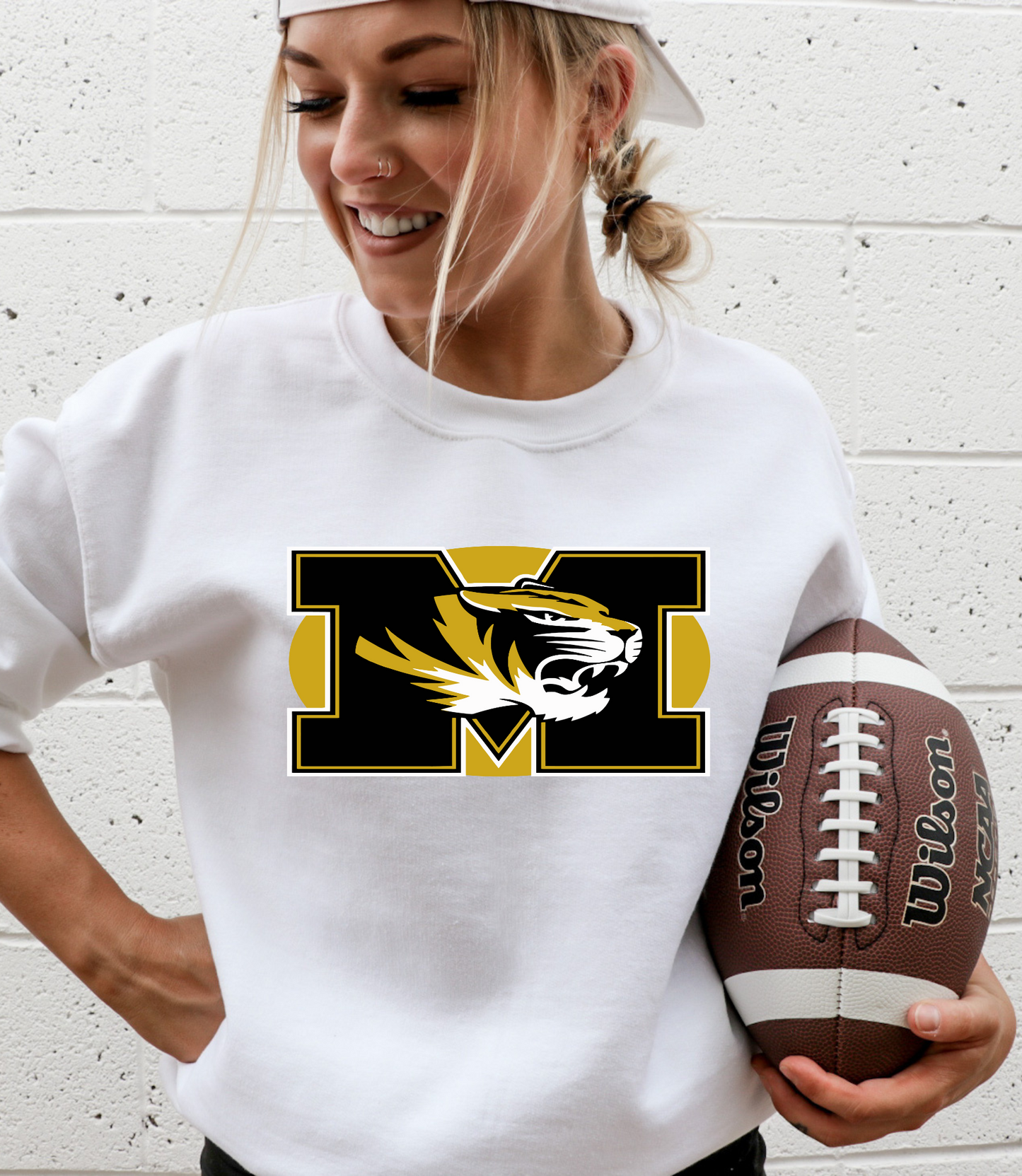 Mizzou tiger with M and yellow background