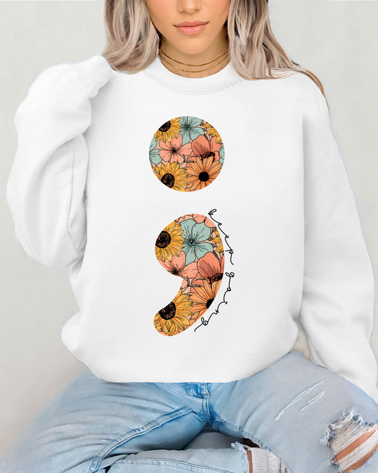 Semi Colon With Flowers