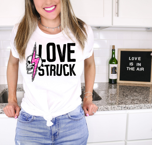 Love Struck Skull Lighting Bolt Pink