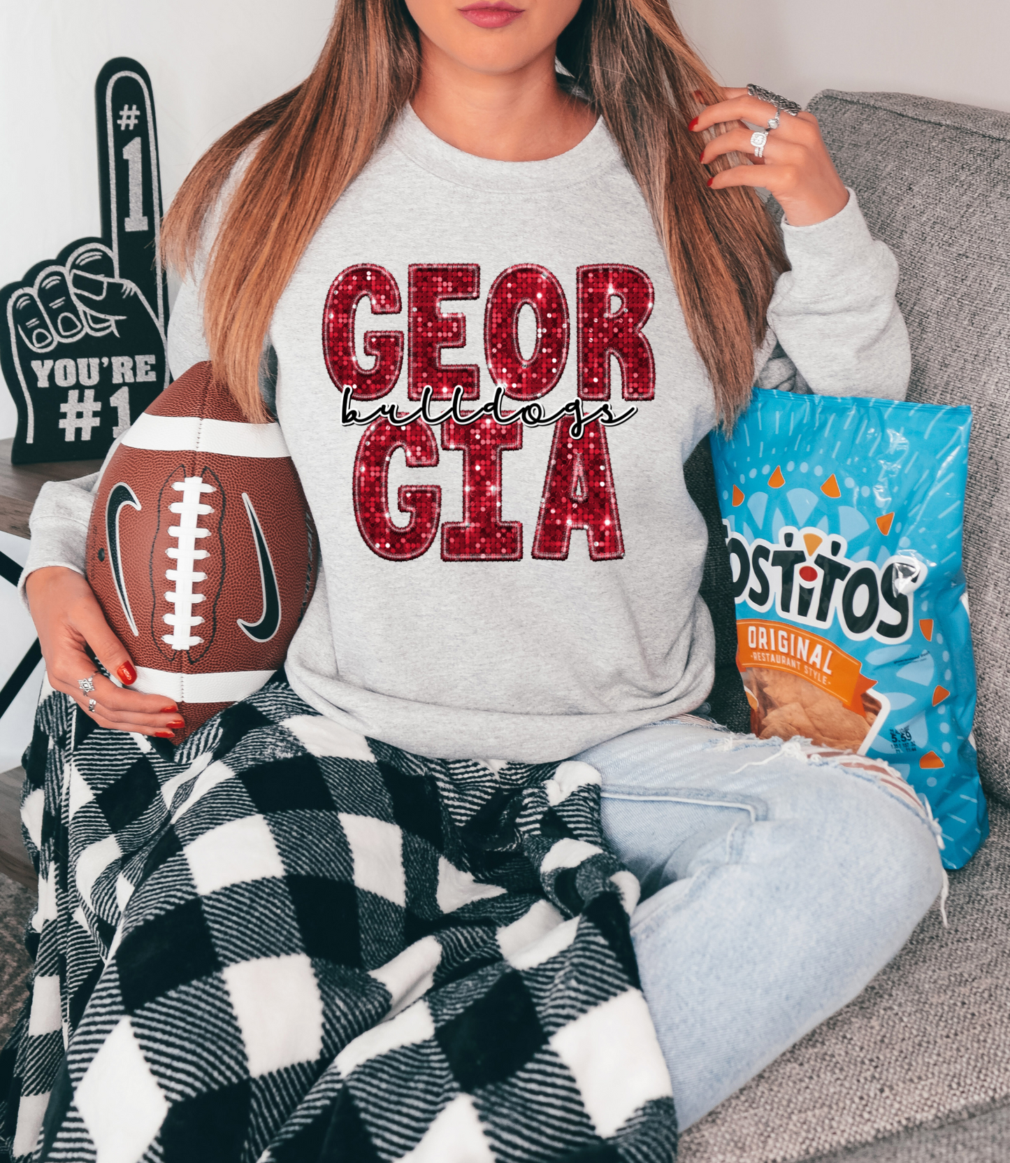 Georgia bulldogs, red letters - faux sequin