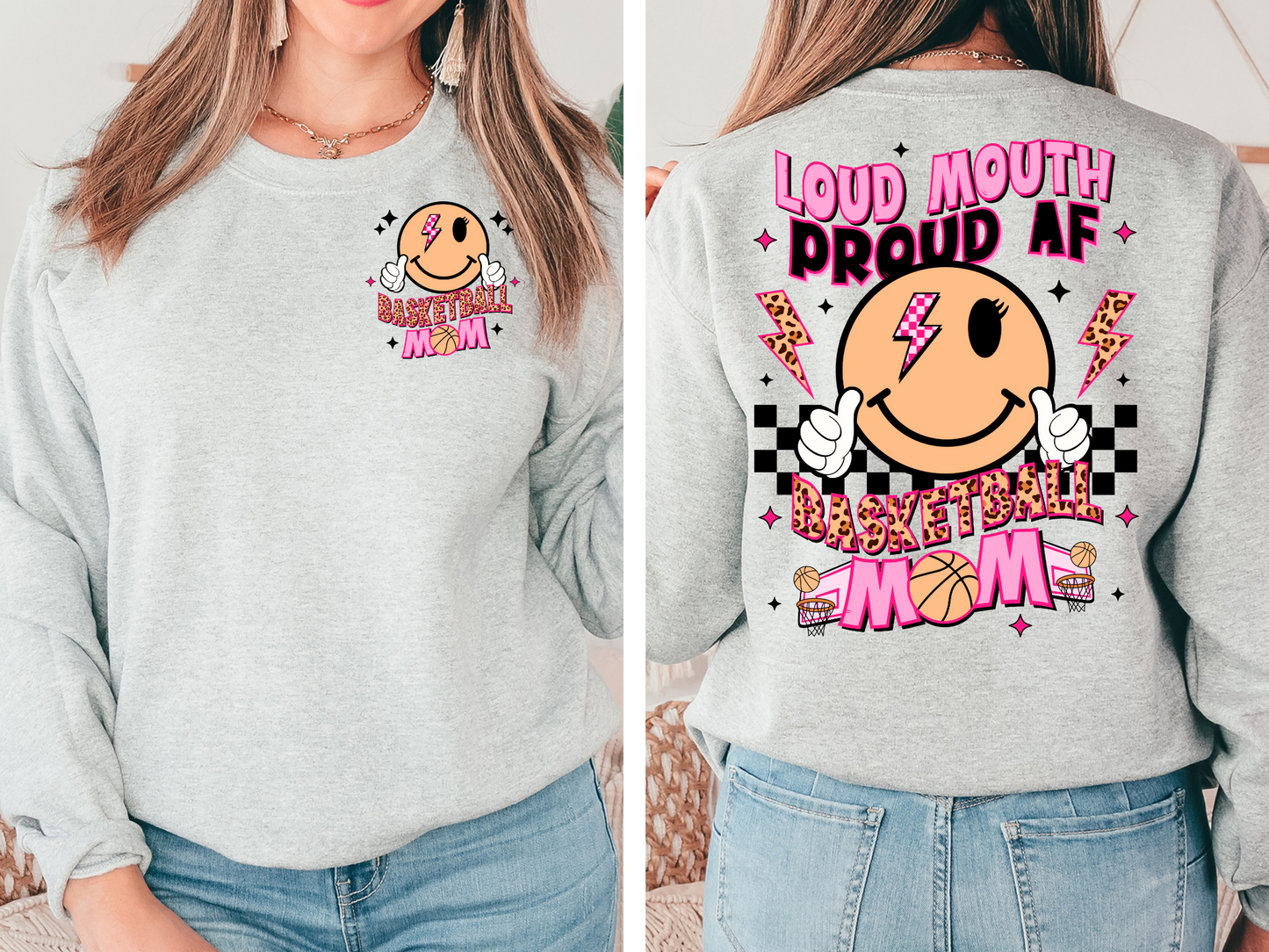 Basketball mom with smiley - front