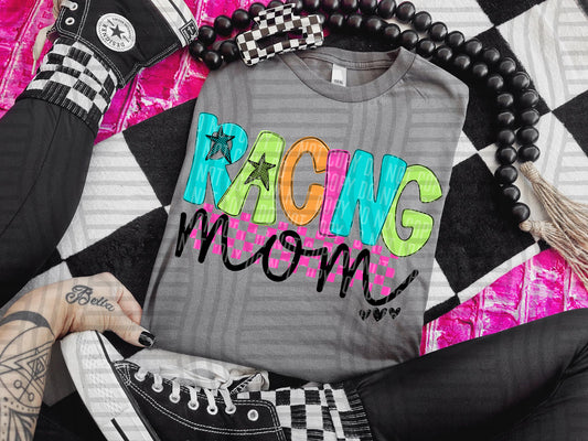 RACING MOM COLORFUL STARS CHECKERS