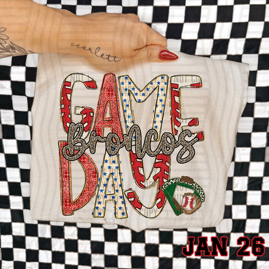 BASEBALL GAME DAY CHEETAH BRONCOS