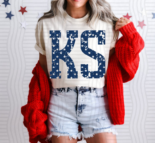KS BLUE WITH STARS & DISTRESSED