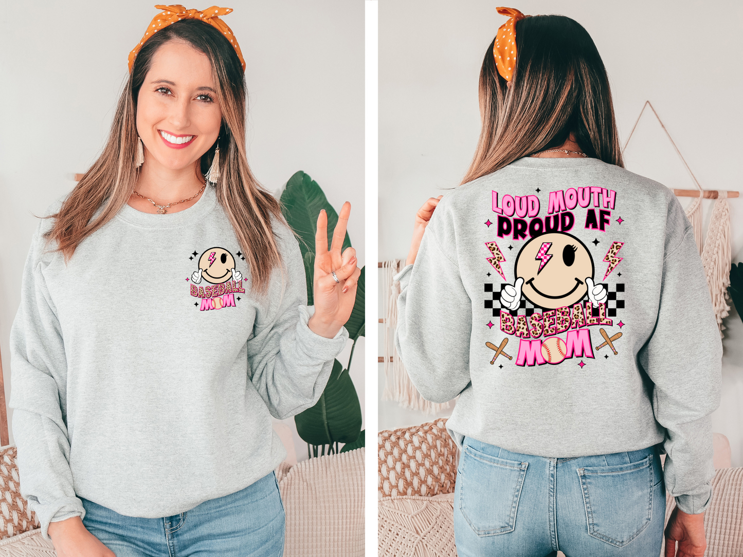 Baseball mom with smiley - front