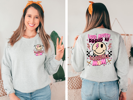 Baseball mom with smiley - front