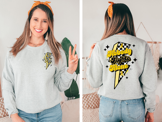 Checkered lightning with yellow ribbons - front