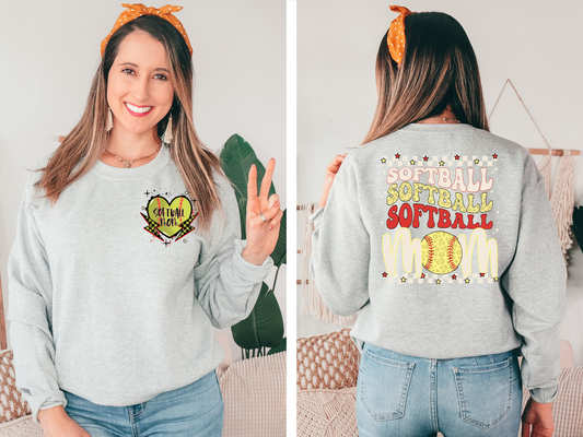 Softball mom, white checkered - back