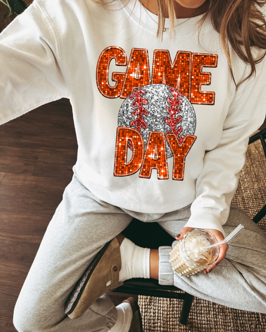 Game Day Baseball Red Glitter
