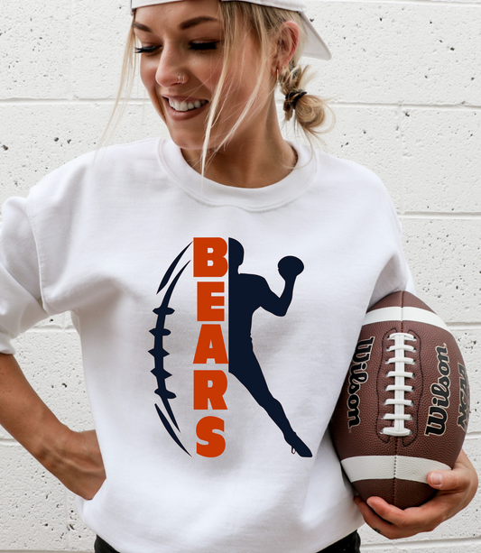 Bears with football and player