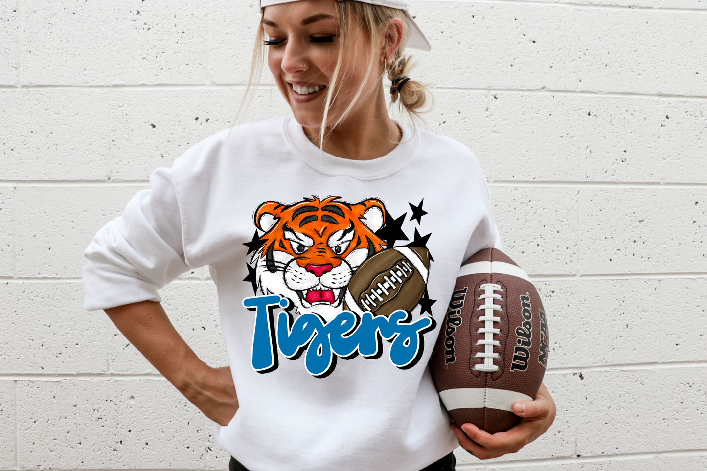 Tigers with mascot-light blue