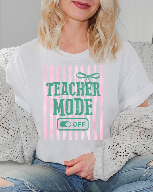 TEACHER MODE OFF PINK STRIPES