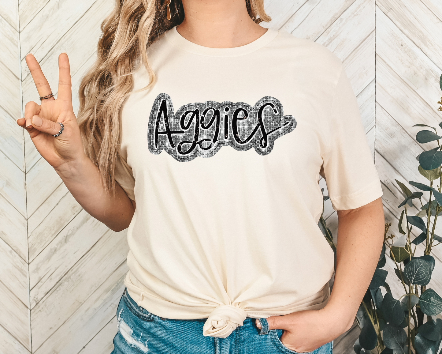 Aggies, sequin - silver and black