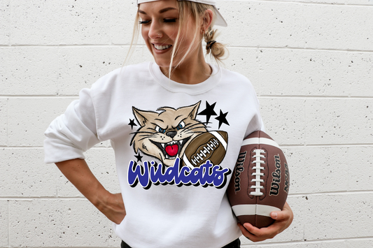 Royal Blue Wildcats Mascot Football
