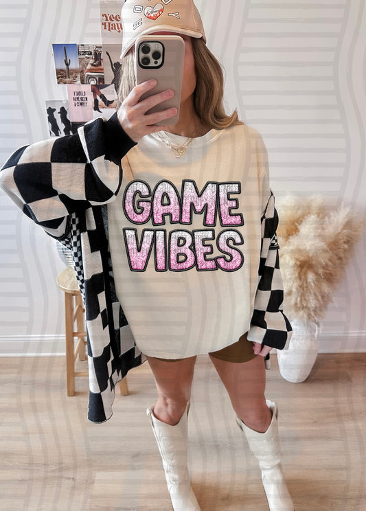 GAME VIBES PINK FAUX GLITTER