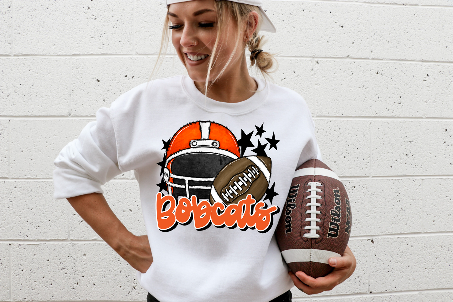 Bobcats with helmet- orange letters & helmet